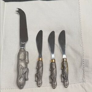 Silver Rabbit Handle Cheese Knife Set